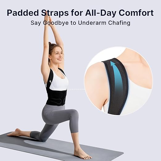 Fit Geno Posture Corrector for Women and Men HeightFit: Patented Height Adjustable Back Brace - Neck Shoulder & Full Back Pain Relief - Improve Posture Correct Hunchback Slouching Under Clothes (Medium)