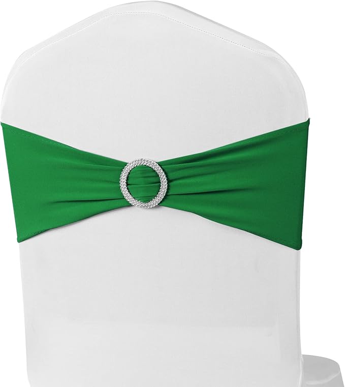 Emerald Green Chair Sashes 50 Pack Spandex Green Chair Bands Ties for Christmas Party Events Banquet Decor, Chairs Bows for Wedding