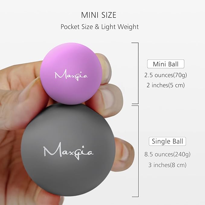 2" Mini Massage Ball, 5 Speeds Vibrating Massage Roller Ball for Palm, Hand, Foot, Leg, Neck, Back, Trigger Point Muscle Therapy Ball for Myofascial Release, Plantar Fasciitis, Purple