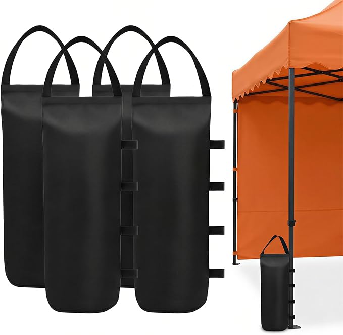 112 LBS Canopy Weights 4 Pack - Heavy Duty Sandbags for Pop Up Canopy Tent, Gazebo Weights for Wind, Universal Sand Bag for Instant Sun Shelter, Outdoor Umbrella Bases, 1680D Waterproof Oxford (Empty)