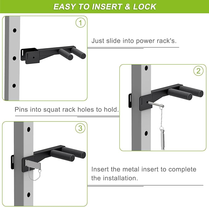 Nordic Hamstring Curl Attachment, Dip Bar, Belt Squat & Safety Spotter Arms for 2"x2" & 3"x3" Power Racks, Home Gym Strength Training Accessories