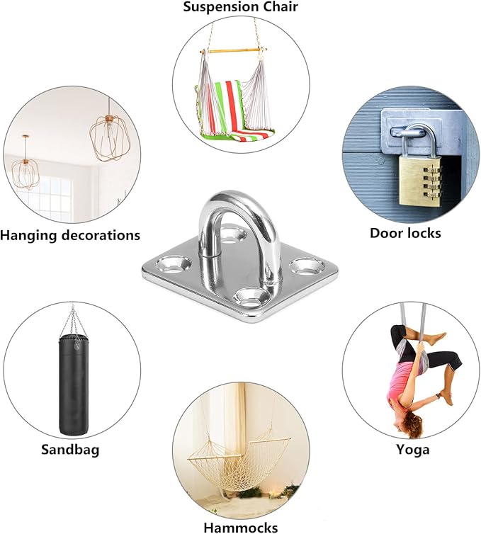 Wall Ceiling Mount Bracket Hooks for Suspension Band Trainers, Battle Ropes, Body Weight Strength Training Sets, Aerial Yoga Swing Hammock Resistance Bands, Boxing Equipment.