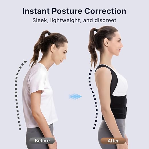 Fit Geno Posture Corrector for Women and Men HeightFit: Patented Height Adjustable Back Brace - Neck Shoulder & Full Back Pain Relief - Improve Posture Correct Hunchback Slouching Under Clothes (Small)