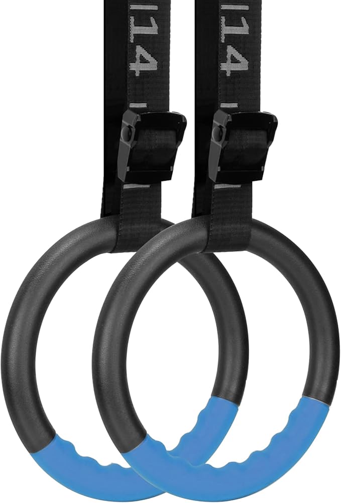 Teamaze Gymnastic Rings with 15 FT Adjustable Straps Non-Slip Gymnastics Rings Pull Up Workout Rings for Home Gym Exercise, Training