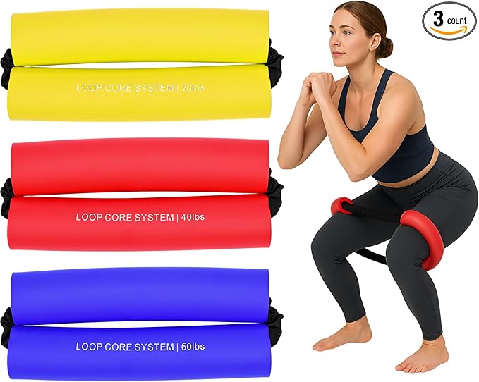 Soulchen 3 Pcs Hip Core System Resistance Bands 20/40/60 Lbs Loop Booty Glute Bands for Working Out to Stretch Strengthen Legs Hips Exercise Equipment for Women Men Adults