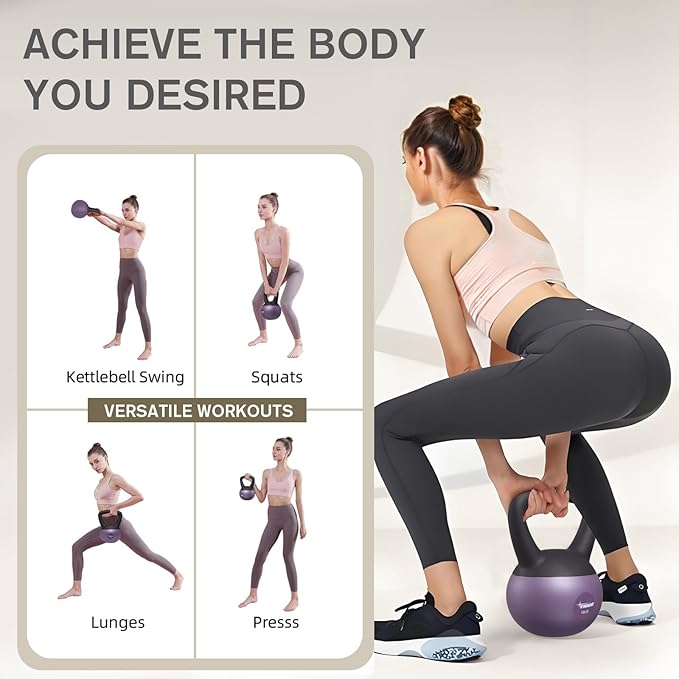 YIGUO Soft Kettlebell, Kettlebells Cushioned Impact-Resistant Base and Anti-Slip Grip, Strength Training Kettle Bell for Women and Men, Home Workout