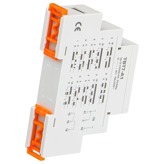 Baomain Multi-Function Time Relay, 16A SPDT 10-Functions, DIN Rail Mounting Timer Relay TBT7-A1 (1-SPDT, 12-240VAC/DC) (Pack of 4)