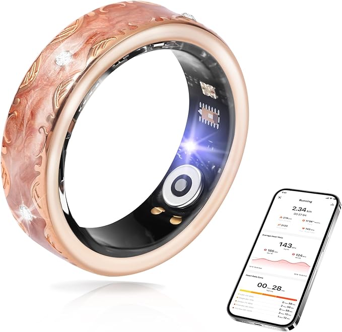 Smart Ring for Women-Men,Health-Fitness Tracker with Heart Rate, Sleep Monitor, Blood Oxygen, HRV, 128 Sports Modes, IP68 Waterproof, Gesture Control, No Subscription Fee,with iOS & Android (10)