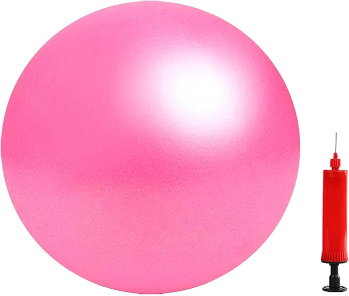 9 Inch Mini Exercise Pilates Yoga Ball, Stability Ball for Yoga, Barre, Training and Physical Therapy- Improves Balance with Inflate Pump(Pink)