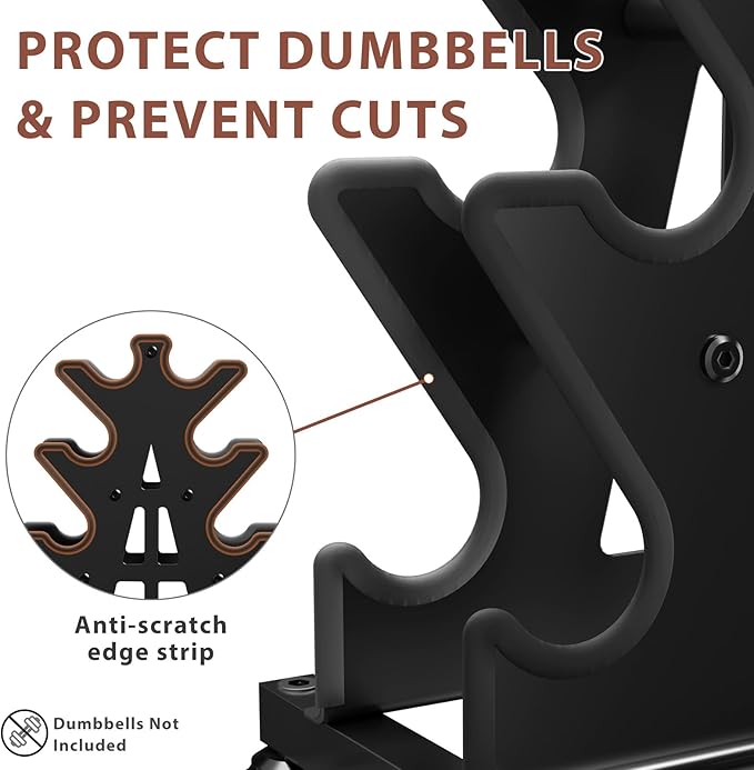 4-Tier Dumbbell Rack on Wheels – Portable A-Frame Weight Rack for Home Gym, Fits 3-30 lb Dumbbells (Rack Only)