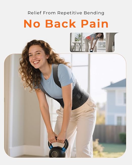 Ultra Breathable Work Back Brace for Men & Women [Upgraded Medical-Grade Support] Lower Back Support Belt with Removable Suspenders - Pain Relief for Lifting, Warehouse, Construction, Moving
