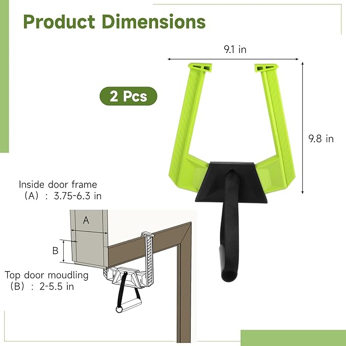 2 Pcs Portable Pull Up Bar for Doorway, Adjustable Doorway Home Gym System, Lightweight Travel Fitness Equipment for Home Office, Support 330 lbs, No Screws Installation