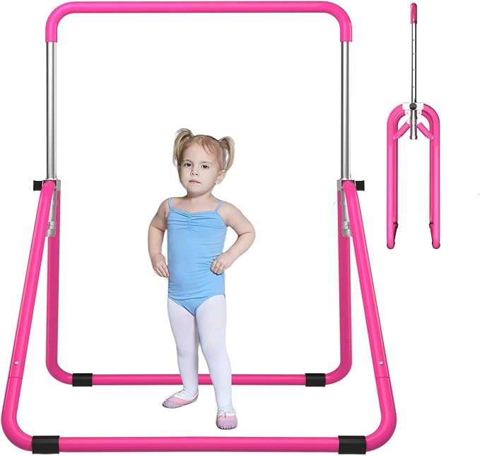 DOBESTS Kids Gymnastics Bar Folding Horizontal Bar, Adjustable Height Gymnastic Horizontal Bars, GymnasticTraining Equipment for Home