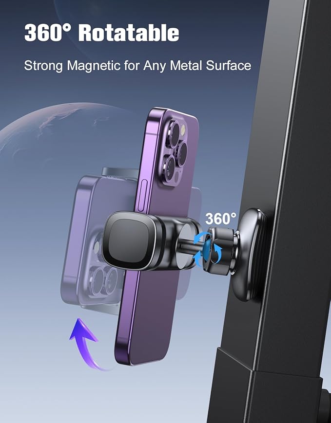 2026 Multi-functional Magnetic Phone Holder for Gym Golf Cart, 360° Rotatable Gym Phone Holder Camera Bracket Workout Record, or Any Metal Surface, Gym Magnet Phone Mount Fits for 4.7-7" Phones