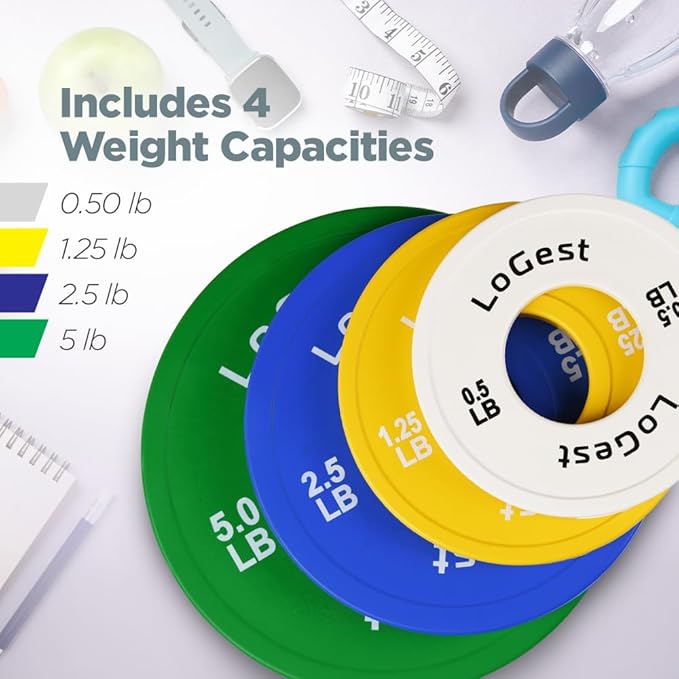 Logest Pair Olympic Plates - Barbell Weights Set of 2 Weight Plates for Olympic Bars Perfect for Strength Training Plates Exercise Balance Increase Available in 0.50LB 1.25LB 2.5LB 5LB 7.5LB 10LB Weight Plate