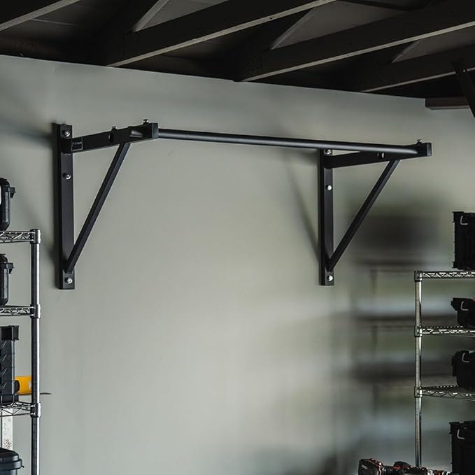 Titan Fitness Adjustable Depth 52" Wall Mounted Pull Up Bar, 14" or 22" From Wall, Rated 400 LB, Home or Garage Gym Chin Up Workout Training Station, Upper Body Workout