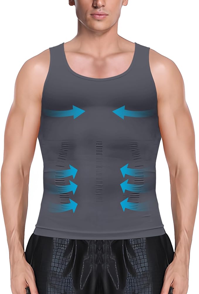 MEETYOO 1/2/3 Pack Men's Shaper Slimming Tank Top Athletic Compression Shirt with Sleeveless Undershirts for Men