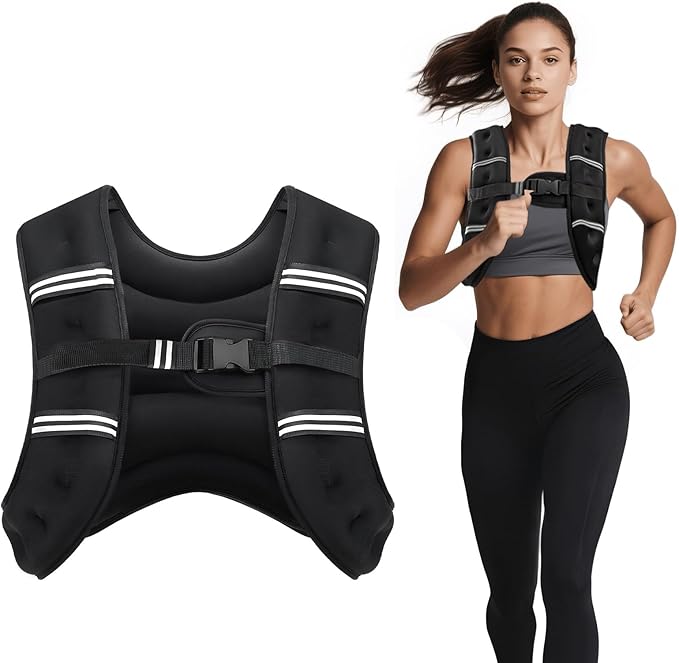 Weighted Vest, 6lb/8lb/12lb/16lb/20lb/30lb for Men, Women with Reflective Stripe, Weight Vests Adjustable for Workout, Strength Training, Running, Fitness, Muscle Building, Weight Loss clearance