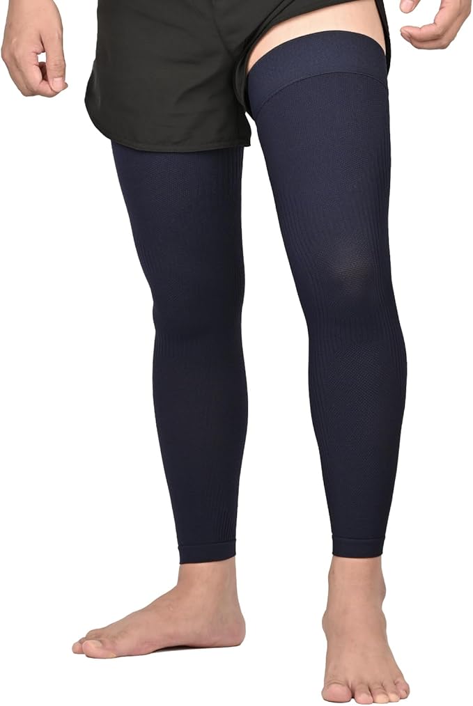 KEKING Full Leg Compression Sleeves, Unisex, Thigh High Compression Stocking 20-30mmHg Graduated Support for Thigh Calf Knee, Running, Basketball, Reduce Varicose Veins and Swelling, Navy Blue S