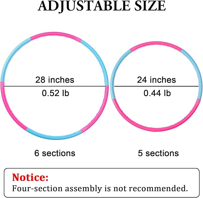 Liberry Kids Exercise Hoop, Detachable & Size Adjustable Toy Hoop, Professional Hoola Rings, Sport Gift in Blue, Pink