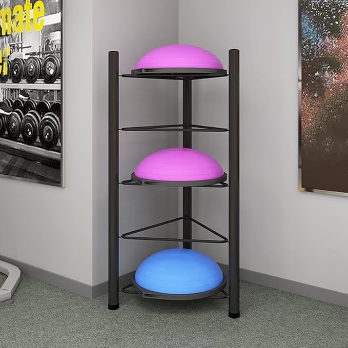 Stability Ball Holder Storage Rack, Black Exercise Yoga Balls Holder Organizer for Bosu Slam Bowling Medicine Balls, 0.7m 1.3m 1.6m 1.9m Tall Half Balance Ball Floor Stand Gym Equipment ( Color : Blac