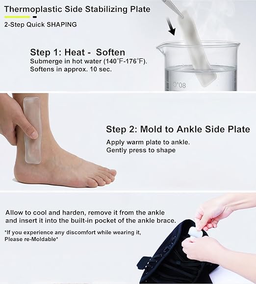 Quick Lace Up Ankle Brace for Sprained Ankle, Slim Fit Ankle Support Brace with Side Stabilizing Pads for Men & Women, Adjustable Ankle Stabilizer for Injury Recovery, Running, Sports, M-Support Plate of 1