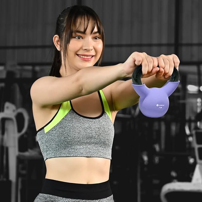GYMENIST Kettlebell Fitness Iron Weights with Neoprene Coating Around The Bottom Half of The Metal Kettle Bell