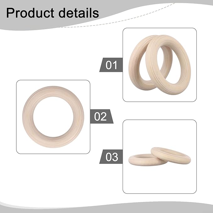 Gymnastics Rings, Birch Wooden Gym Rings For Pull Up, Calisthenics, Workout, Exercise, Home Fitness Training(1"* 7.5in)