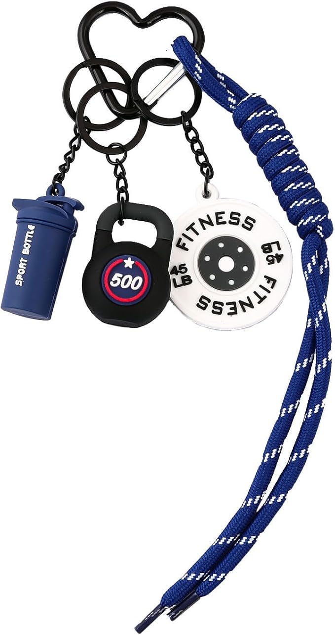 Gym Dumbbell Barbell Kettlebell Purse Keychain - Muscle Faith Cup Rope Gym Bag Handbags Purse Charms - Fitness Gift