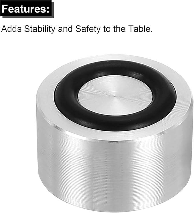 uxcell M8 Thread 20mm / 0.8" Dia 20mm Thick Aluminum Circle Disc Glass Top Adapter 4pcs Round Solid Table Feet Pad Plate Hardware with Anti-Slip Rubber Ring