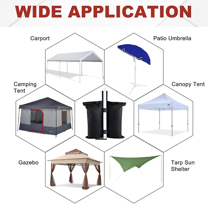 ABCCANOPY Canopy Weights 120 LBS Gazebo Tent Sand Bags,4-Pack Black (Without Sand)