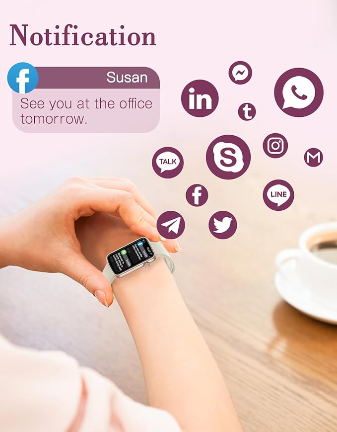 Fitness Watches for Women, LYNN2 Fitness Tracker with Heart Rate Monitor Blood Oxygen/Sleep Tracker Pedometer, Slim Step Tracker Watch for iOS/Android Phones Waterproof (Milky White)