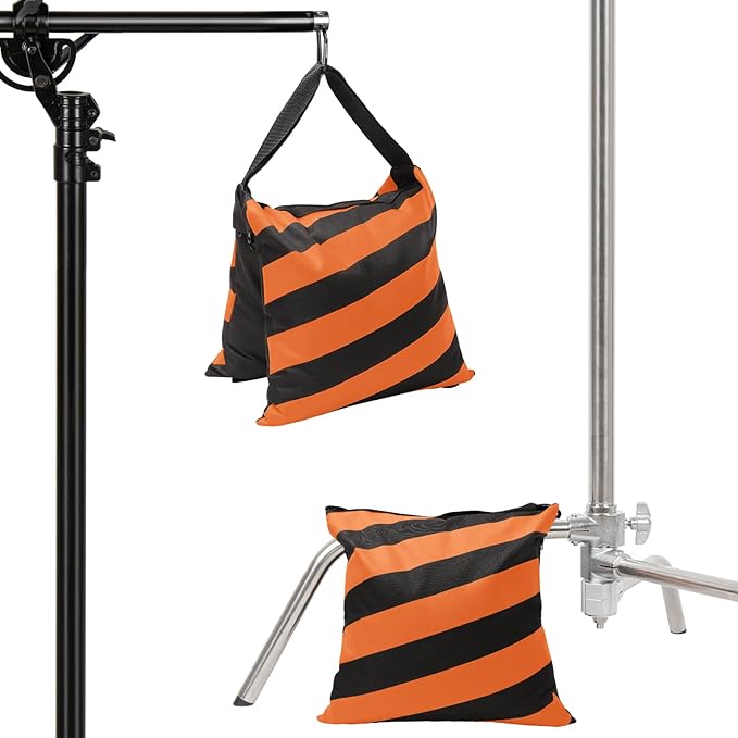 4 Packs Orange Sandbag Weight Bags for Light Stand Photography Video Equipments, Heavy Duty Saddlebags for Backdrop Stand, Photo Tripod, Canopy, Pop up Tent, Umbrella Base, Fishing Chair, Picnic Table