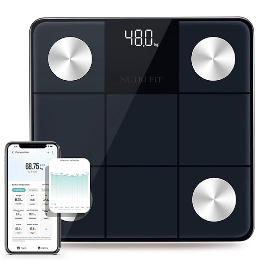 NUTRI FIT Smart Scale for Body Weight, Weight Scale with Backlight LED Display for BMI, Body Fat, Muscle Mass, 15 Body Composition, High Accurate Bluetooth Scale, Health Equipment Sync Apps 400lbs