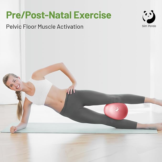 Slim Panda Pilates Ball with Pump, 9 Inch Small Exercise Ball, Anti Burst Mini Yoga Ball for Stability, Workout, Barre, Core Strength, Physical Therapy, Balance, Stretching