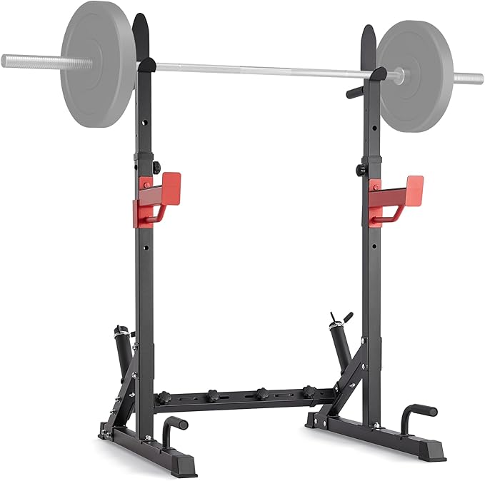 VEVOR Squat Stand Power Rack, Multi-Functional Barbell Rack with Hook, Weight Plate Storage Attachment, Adjustable Free Bench Press Stands, Max Load 600 Lbs Steel Exercise Squat Stand for Gym/Home Gym