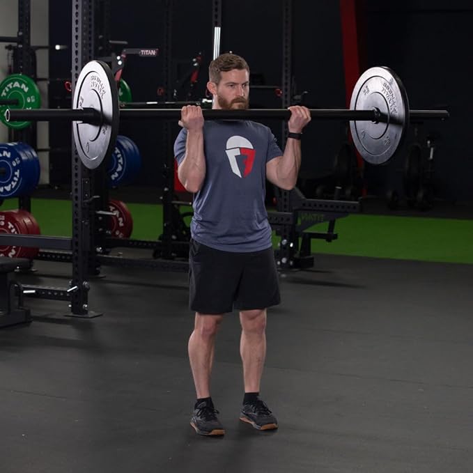 Titan Fitness Axle Barbell, Fat Grip Strength Training, Olympic Bar, Powder-Coated Steel
