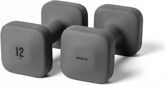 WeGym SafeGrip Square Dumbbells with Anti Slip Handles, Aesthetic Free Weights for Home Workouts, Stable Design Prevents Rolling during Floor Exercises