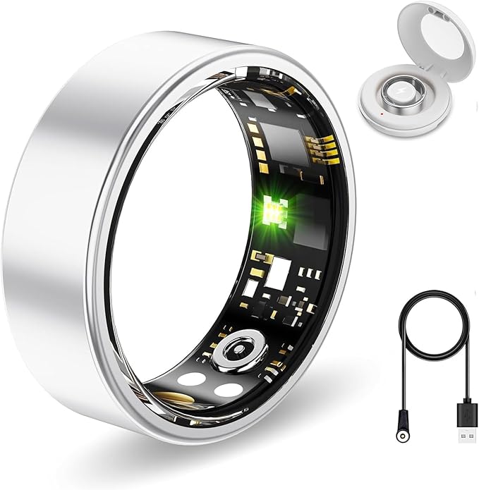 Smart Ring Health Tracker, Sleep&Exercise Monitor Heart Rate,Blood Oxygen,Fitness Trackers for Man&Women -Long Lasting Batteries,Waterproof Sleep Tracking Wearable (Silver, 11)