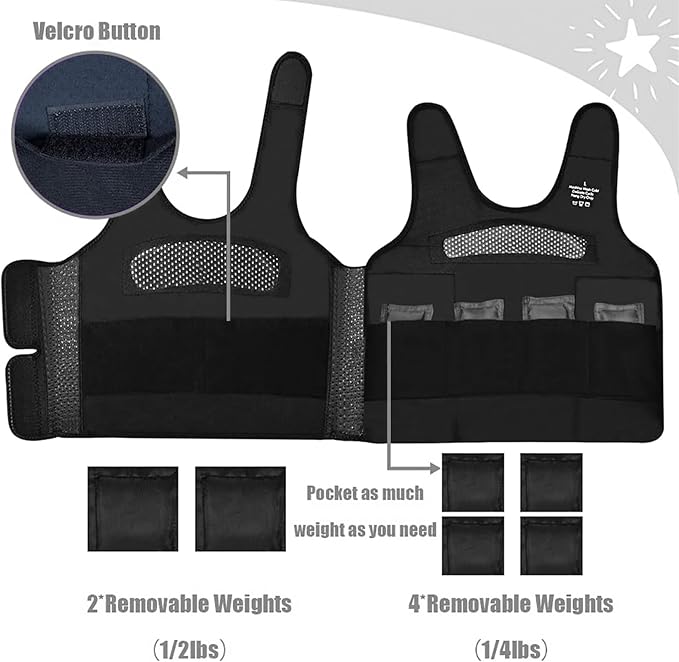 Compression Vest for Kids-Grey, Weighted Vest for Kids Including 6 Removable Weights, (X-Small, Ages 1 to 3)