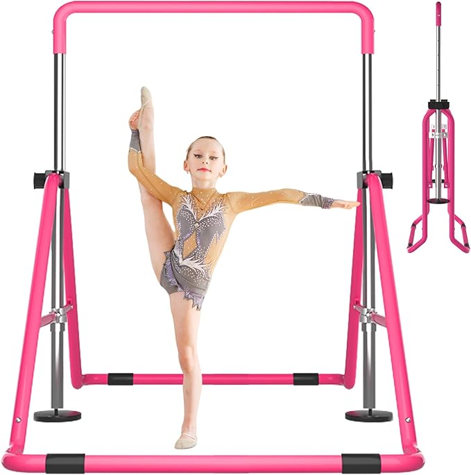 DOBESTS Kids Gymnastics Bar Folding Horizontal Bar, Adjustable Height Gymnastic Horizontal Bars, GymnasticTraining Equipment for Home