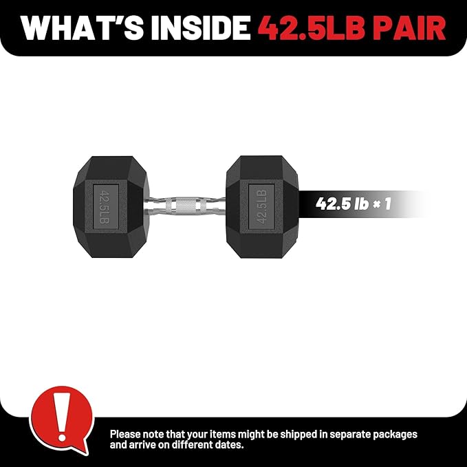 PAPABABE Hex Dumbbell Set with Rubber Grip 2.5-125lb, Odorless Rubber Coated Weight Fixed Dumbbells Set of 2, Weights for Women at Home, Hand Weights for Home Gym & Strength Training,Pesas Para Ejercicios