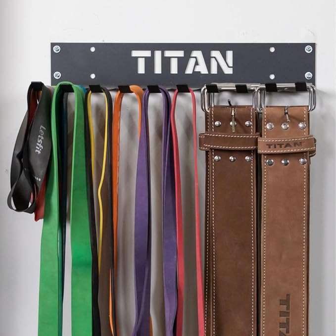 Titan Fitness 5in Depth Belt and Band Hanger, 10 Prongs, Accessory Rack for Resistance Bands, Mini Bands, Collars, Weight Belts