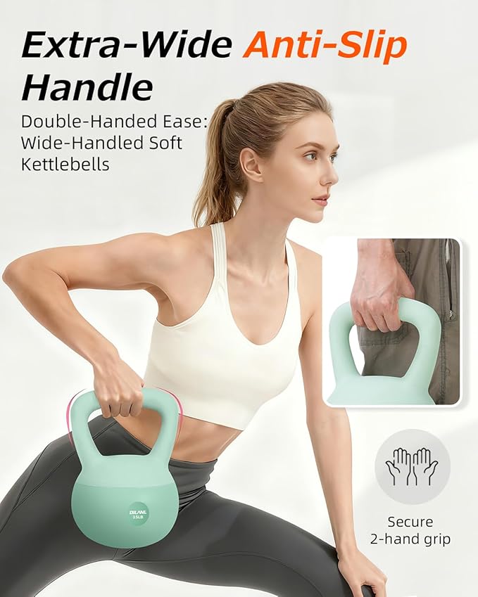 Soft Kettlebell, Safe Strength Training Kettle bell, Cushioned Impact-Resistant Base and Anti-Slip Grip Weight, Kettlebells Set for Home Workouts and Men/Women/Beginners,With Non-slip Gloves
