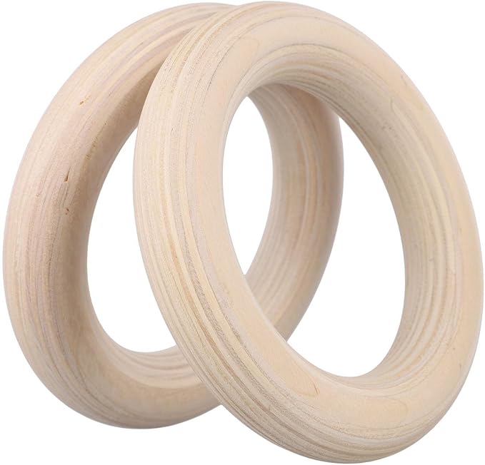 2Pcs Gymnastics Rings Wooden Gym Ring 1500Lbs, Non-Slip Gymnastics Ring, Pull Up Workout Rings, Wood Gymnastics Ring GYM Ring For Kids, Adult, Home, Gym, Exercise, Training (28mm 15cM)