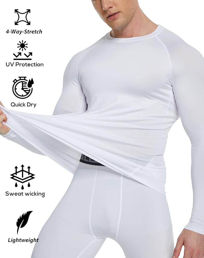 5 or 4 Pack Compression Shirts for Men Long Sleeve Athletic Base Layer Undershirt Gear T Shirt for Workout