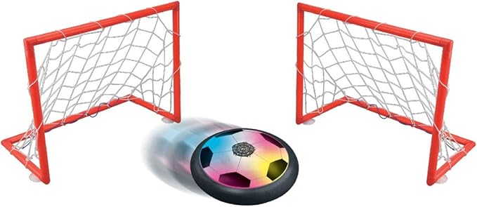 Lexibook Aerofoot, The sliding foot disk, 2 goals included, slides easily, light effects, battery-powered, black/white, JG980