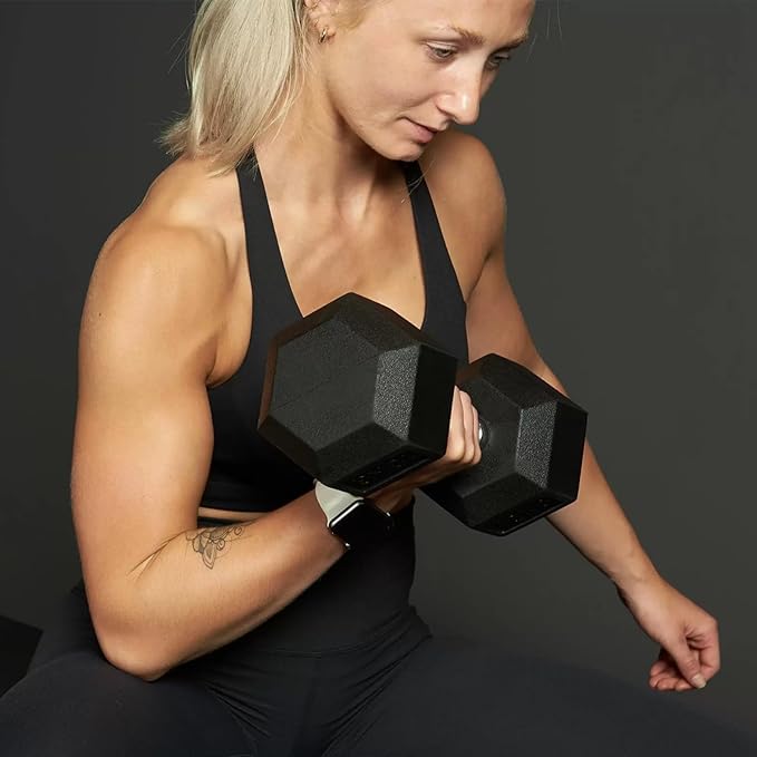 Mikolo Dumbbell Sets with Rack, Rubber Hex Dumbbells, Multiple Choices in 160/200/380/450/550LB, Hand Weights with Chrome Handle for Strength Training