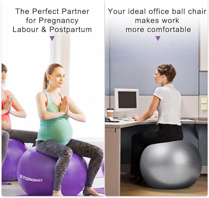 Anti-Burst Pregnancy Exercise Ball – High Weight Capacity Stability Ball for Yoga, Pilates & Labor Support, Eco-Friendly PVC Fitness Ball for Moms, Includes Pump (45cm-95cm)