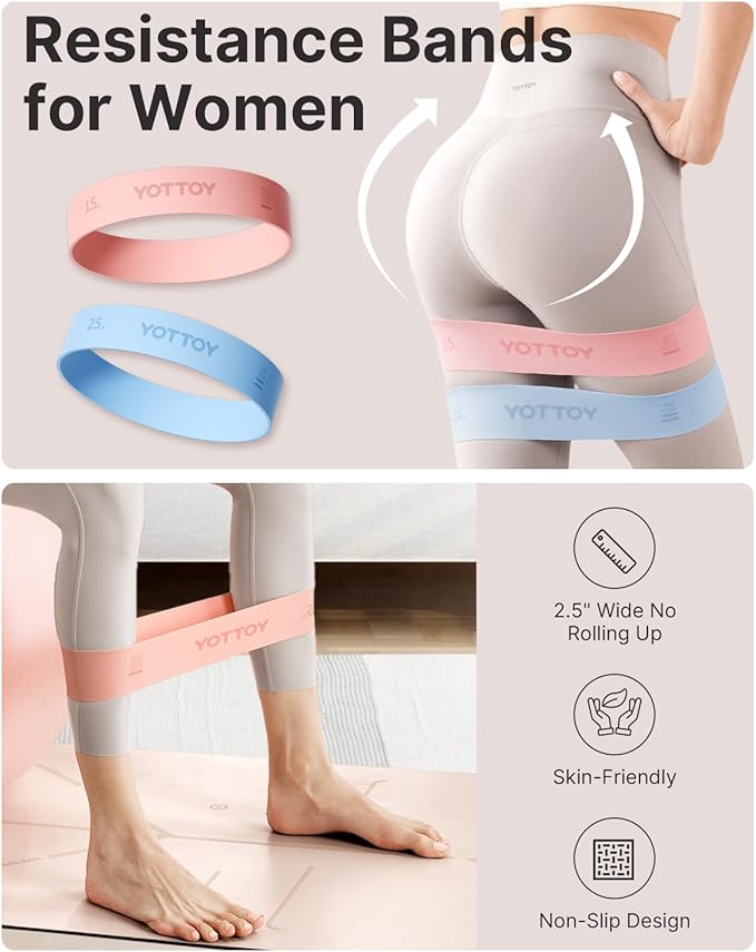 YOTTOY Pilates Ring and Ball Set, Figure 8 Resistance Bands, Stretch Bands&Guide,Pilates Equipment Set for Beginners for Home Workouts Core Strength, Yoga, Physical Therapy & Rehab